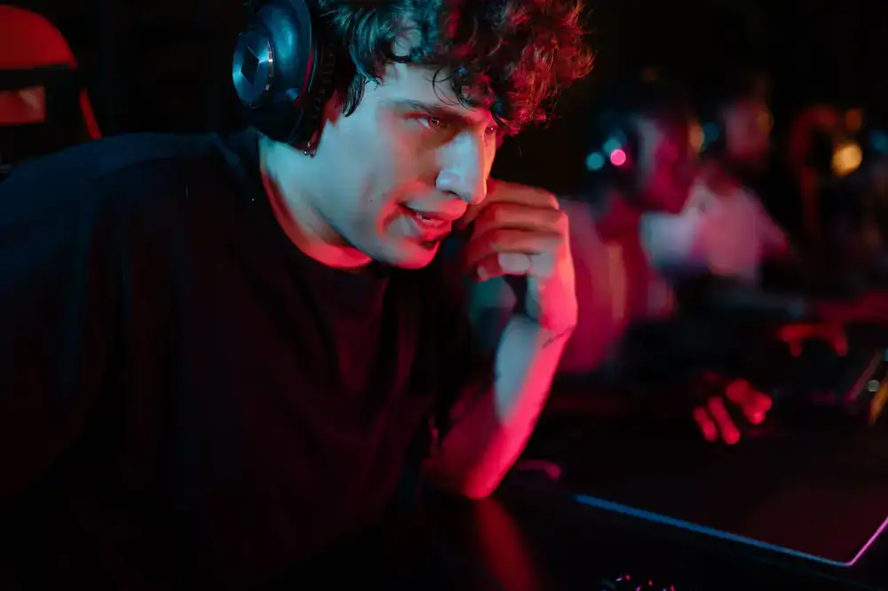 Close up of a professional player concentrating